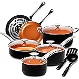 MICHELANGELO Pots and Pans Set 12 Pieces, Nonstick Copper Cookware Set with Ceramic Interior, Essential Copper Pots and Pans 