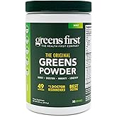 Greens First Original Greens Powder - 49 Superfoods - Organic Fruits & Veggies - Prebiotics, Probiotics & Digestive Enzymes - Antioxidant Smoothie - Dairy Free, Vegan & Non-GMO (Mint, 30 Servings)