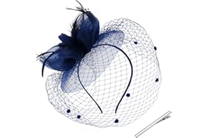 Women's Fascinators Hats Tea Party Hats for Women, 50s Flower Feathers with Veil Headwear for Tea Party Dresses
