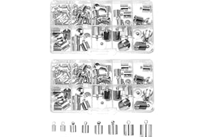 Cord End Cap for Jewelry Making, Kumihimo End Cap Finding Kit for Leather, Tassels; Silver 4mm to 12mm 160 PCs by Mandala Crafts