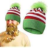 Yearntown Green Fuzzy Knit Hats for Adults Halloween Novelty Costume Long Fuzzy Knit Christmas Beanie Winter Warm Santa Hat for Men Women Christmas Holiday Dress up