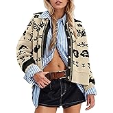 Ziesexy Womens Cardigan Sweaters Button Up Long Sleeve Cardigans Floral Print Cardigan Fall Knit Sweater Tops