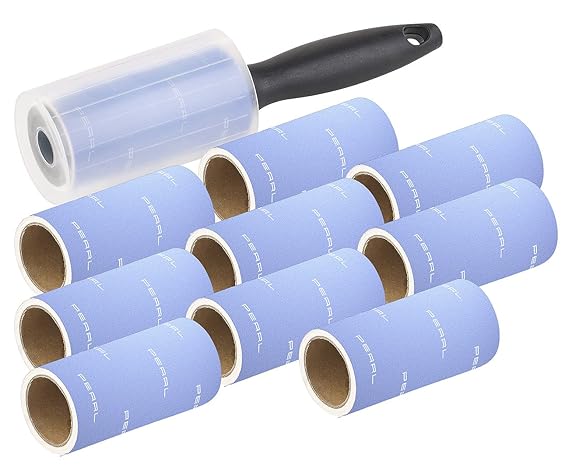 PEARL Kleiderrolle: 10er-Set: Fusselrolle mit Griff und 9 Ersatz-Rollen, 600 Blatt, 84 m (Fusselrollen Kleiderbürsten)