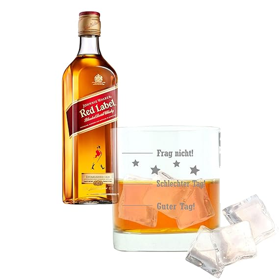 Whiskey 2er Set, Johnnie Walker Red Label, Blended Scotch Whisky, Alkohol, Alkoholgetränk, Flasche, 40%, 1 L, 684559, Geschen