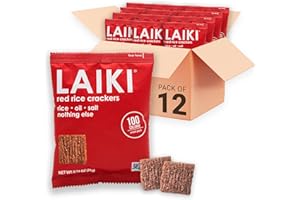 LAIKI Gluten Free Rice Crackers - Red | Low Sodium Healthy Snack | Vegan SEED-OIL FREE Snack | NON-GMO | GF Snack for Adults | Diabetic Friendly | Gluten Free Variety Pack | Clean & Vegan | Party Snack | Pack of 12