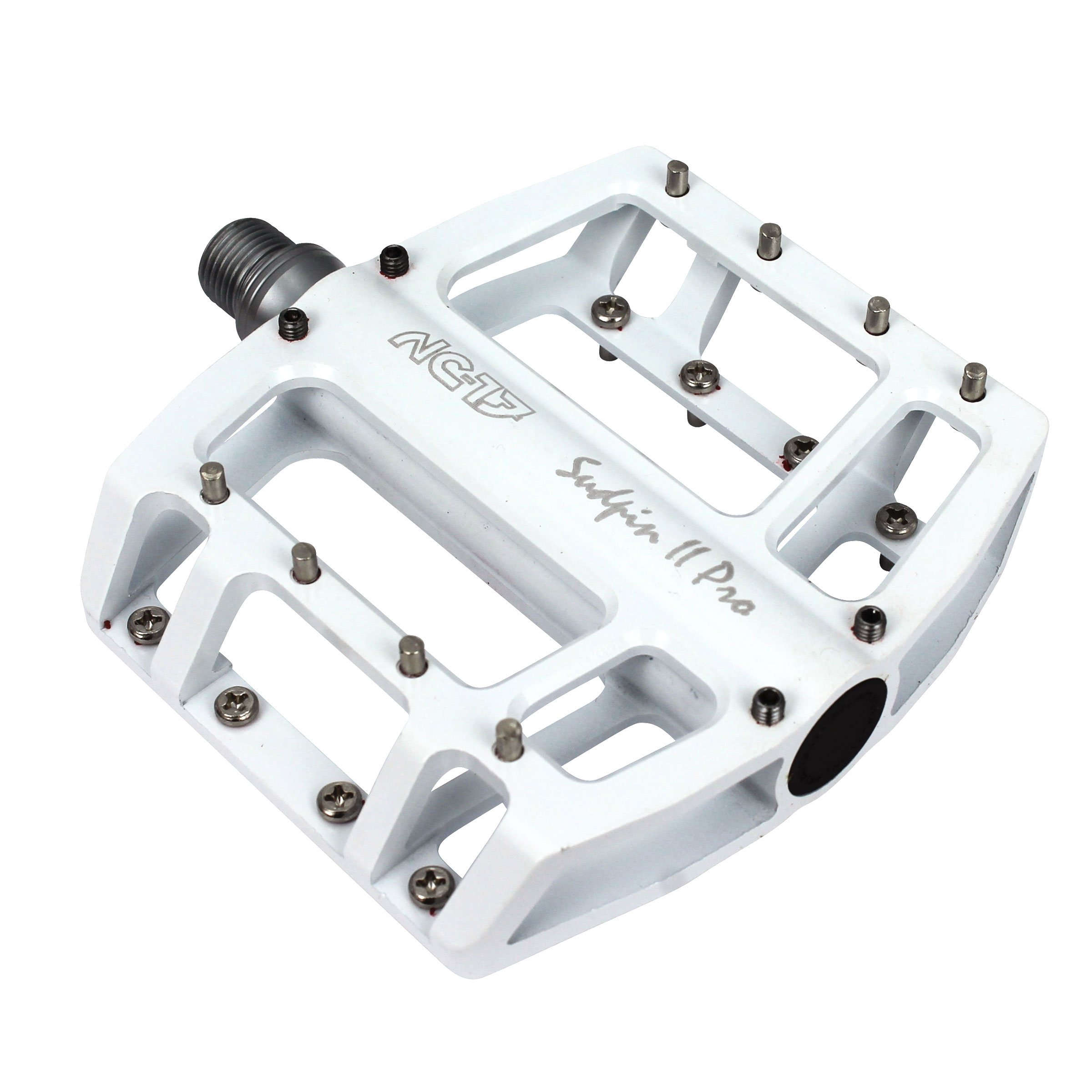NC-17 Sudpin II Pro Aluminium Platform Pedals Cycling Pedals MTB/Mountain Bike/BMX Pedal Two Ball Bearings + Cr-Mo Axle/Includes Zpins, Pedalen Sudpin II Pro, White