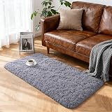 Aspire Homeware Grey Area Rug 60x110cm Fluffy Shag Runner Non Slip view 2