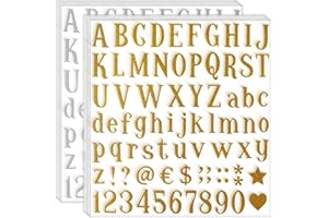 Waynoda 790 Pieces 10 Sheets Glitter Alphabet Letter Stickers, Self Adhesive letter and Number Stickers, Alphabet Number Stickers for Grad Cap Decoration, DIY Crafts Art Making, Classroom Decor, Home, Business, Address Number (Gold Silver, 1 Inch)