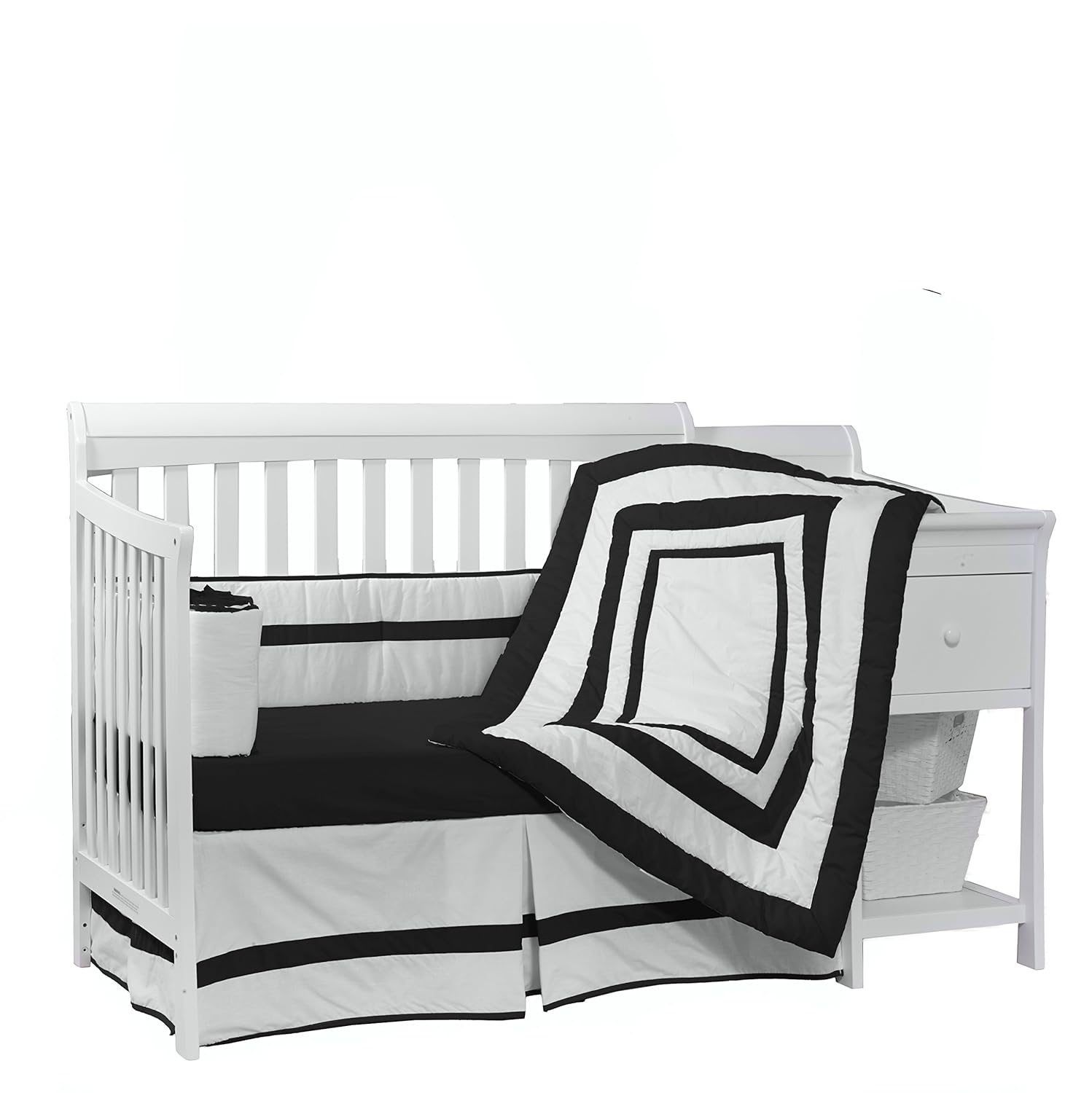 Baby Doll Bedding Modern Hotel Style Crib Bedding Set, Black