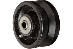 RWM Casters VIR-0420-08 4" Diameter X 2" Width Cast Iron V-Groove Wheels with Straight Roller Bearing, 800 lbs Capacity,Black