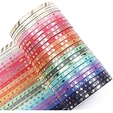 YUBBAEX Skinny Washi Tape Set Gold Foil Print Decorative Tapes for Arts, DIY Crafts, Bullet Journals, Planners, Scrapbooking,
