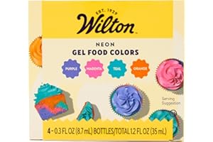 Wilton Neon Food Coloring Gel Icing Color Set, Vibrant Gel-Based Cake & Cookie Decorating Colors, Magenta, Orange, Teal & Purple, 4-count