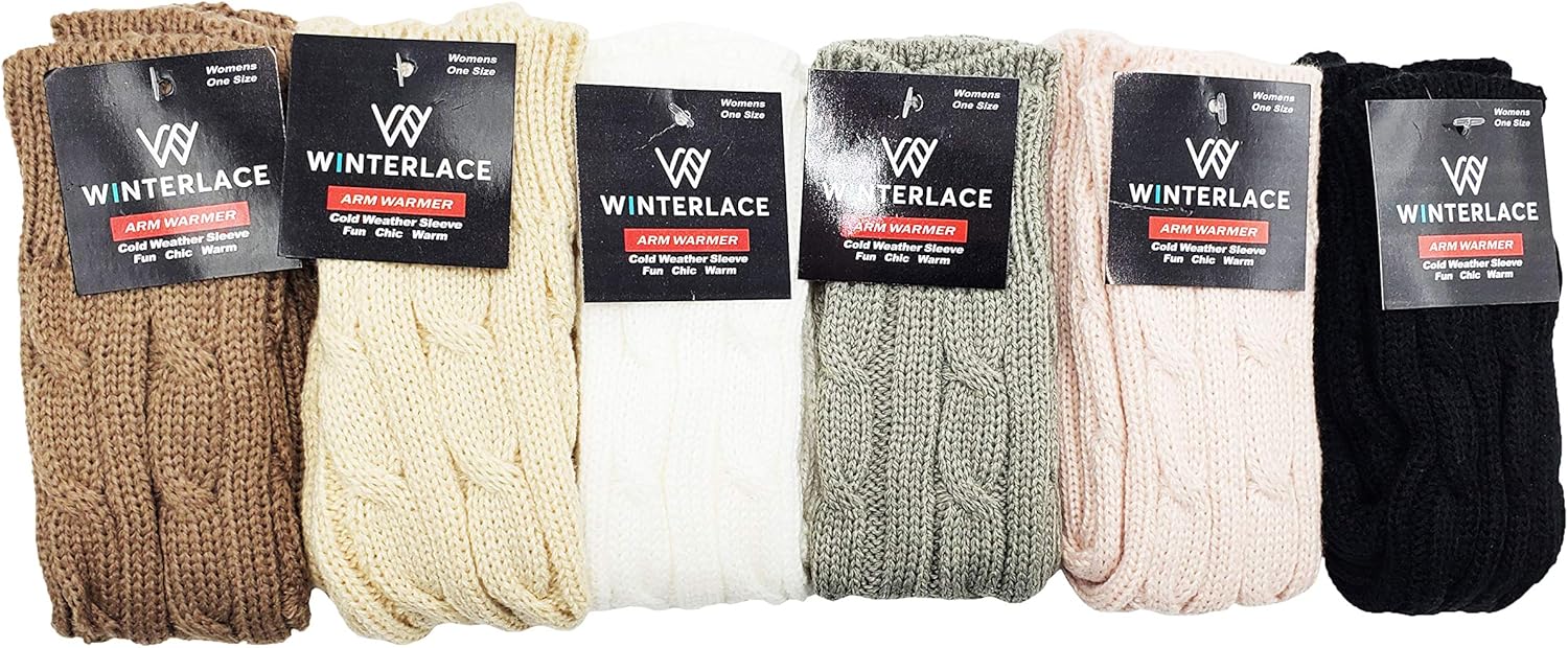 Arm Warmers, 6 Pairs for Women, Cable Knit Warm Winter Sleeve Fingerless Gloves, Premium (Assorted A) at  Women’s Clothing store