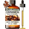 Kukka Cinnamon Essential Oil for Diffuser - 4 Fl Oz - 100% Pure Natural Cinnamon Bark Oi for Skin, Aromatherapy and Candles & Soap Making Scent DIY