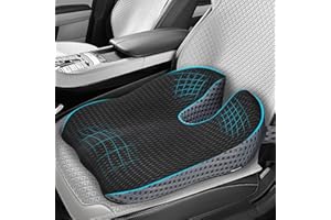Car Seat Cushion, Memory Foam Car Wedge Seat Cushion for Driving, Height Booster & Posture Support, 4D Mesh Seat Pad with Adj