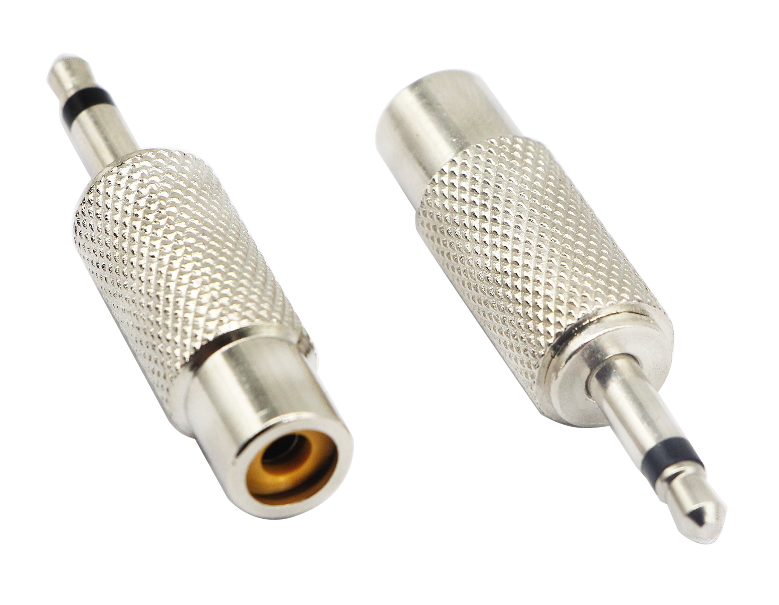 zdyCGTime RCA to 3.5MM Audio TS Adapter,2-Pole 3.5mm 1/8" Mono Plug Male to RCA Female Jack Adaptor Connector,Compatible with headphones,speakers, phones,mp3 and other devices(Silver,2 Pack)