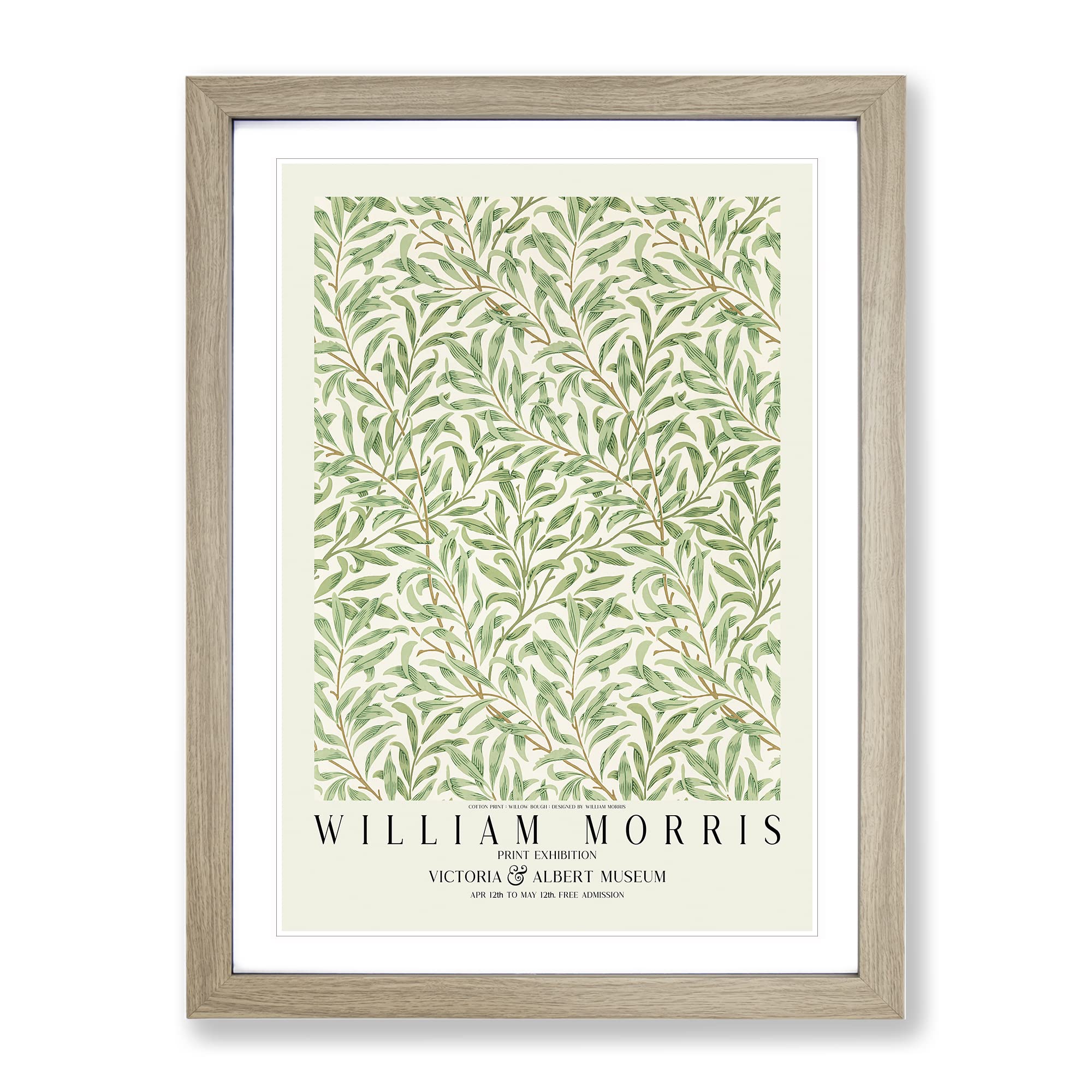 Willow Bough With Border By William Morris Classic Painting Framed Wall Art Print, Ready to Hang Picture for Living Room Bedroom Home Office Décor, Oak A4 (34 x 25 cm)