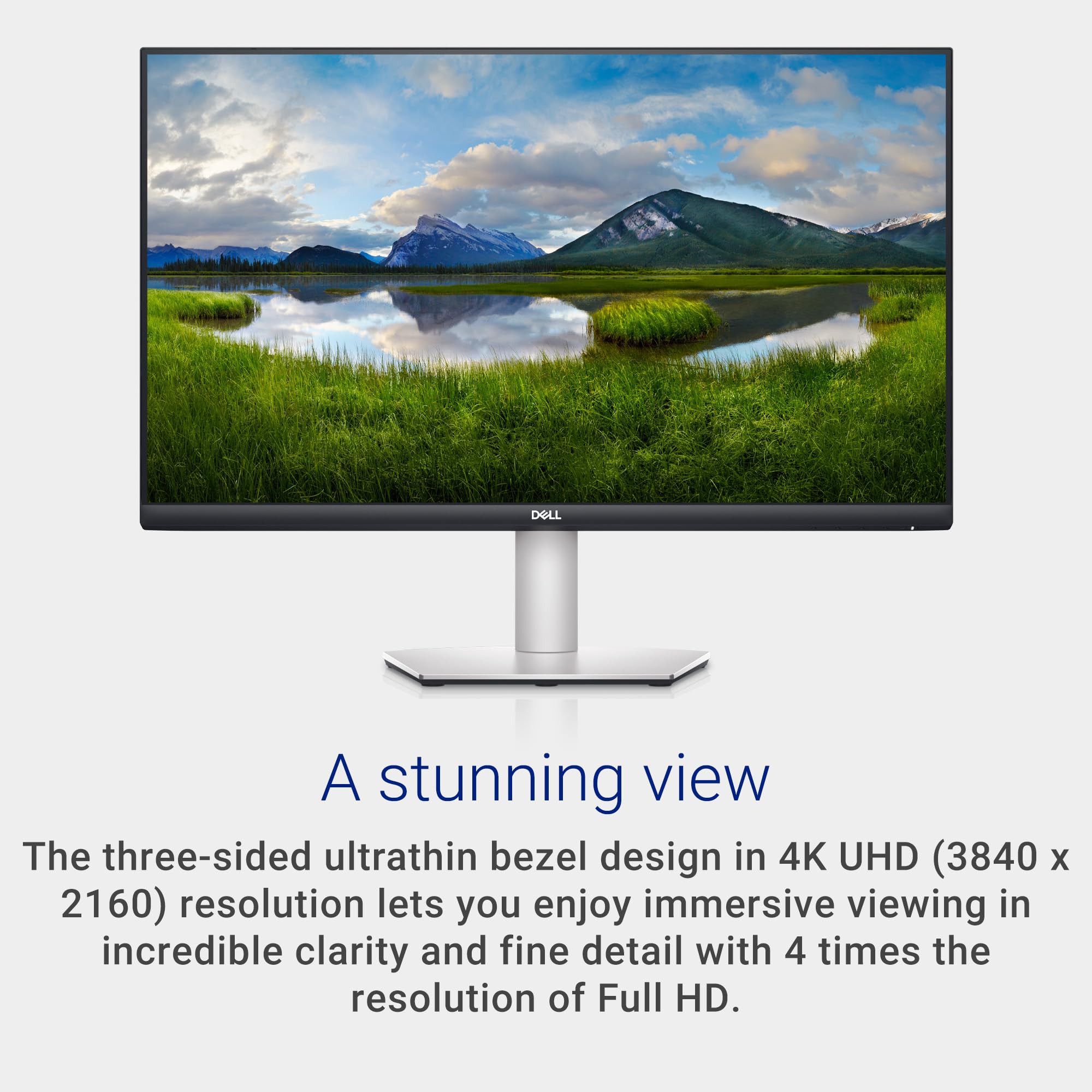 Dell S2721Qsa 4K Monitor Showing Ultrathin Bezel Design And Ips Panel