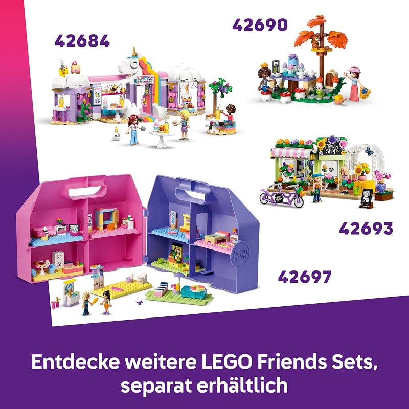 Friends Glampinghütte in freier Natur - Miniatur Spielhaus mit 2 Minifiguren, Katzenfigur & Zubehör inkl. Betten & Essen - Kinderzimmer Deko - Geschenk für Mädchen ab 6 Jahren - 42682