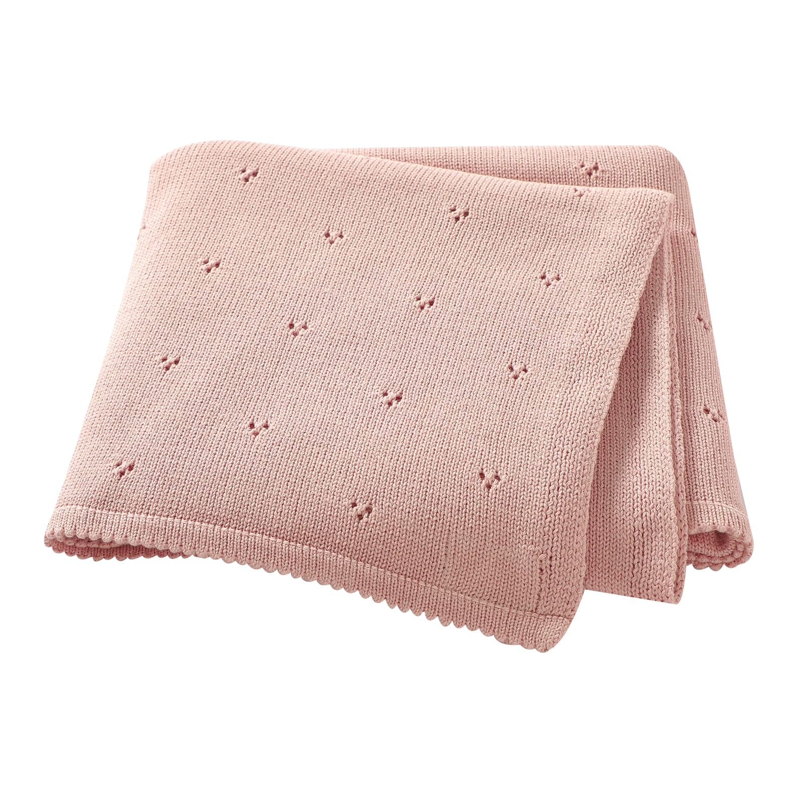 Hadetoto Baby Blanket 100% Cotton Cellular Blanket Baby Soft Cosy Knitted Blanket Pink 100x80cm