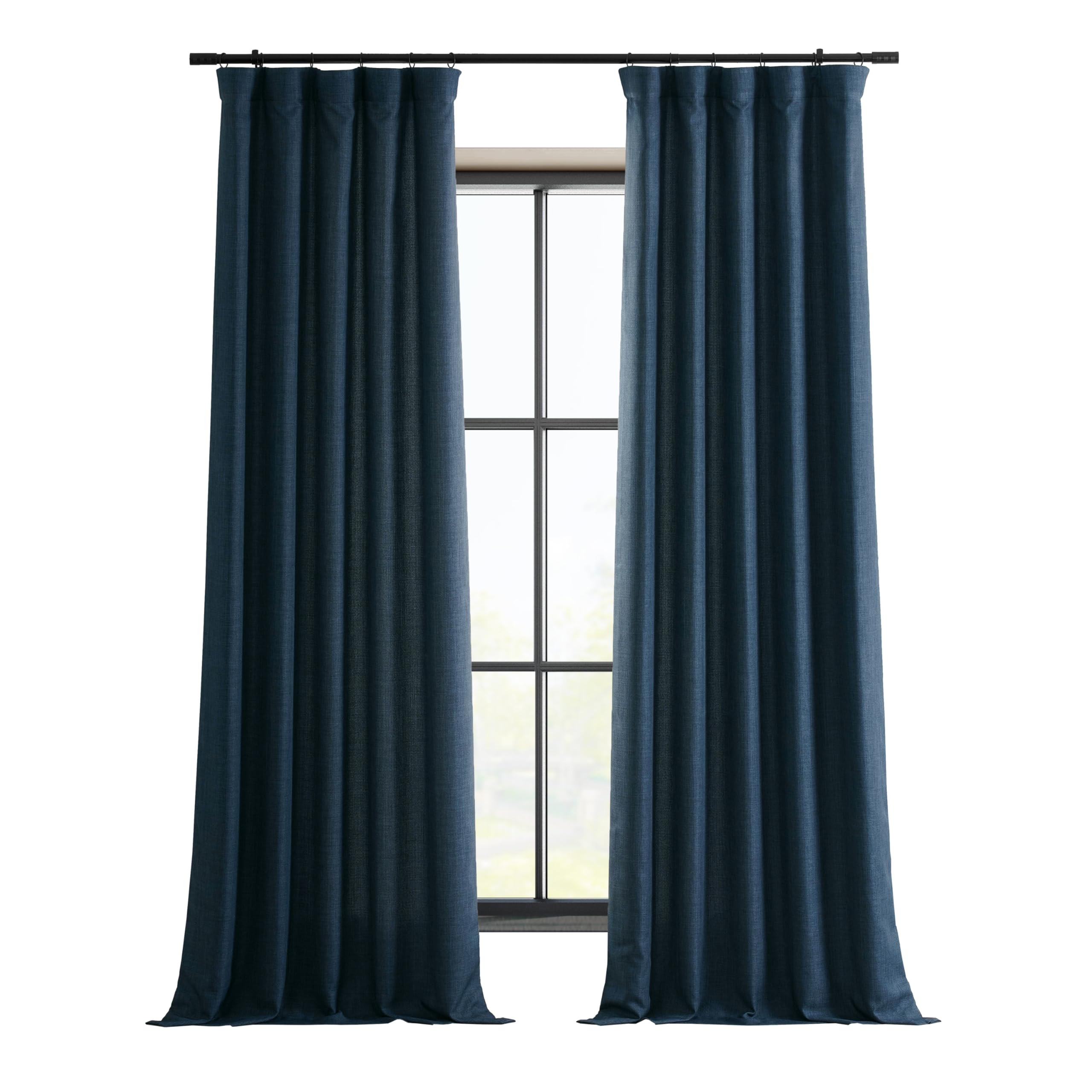 HPD Half Price Drapes Italian Faux Linen Curtains 120 Inches Long Room Darkening Curtains for Bedroom and Living Room 50 X 120, (1 Panel), Sergeants Blue — image 1