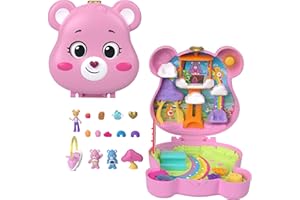 Polly Pocket x Care Bears Dolls & Playset with Toy Car and Themed Accessories, Travel Toy, Partnership Compact
