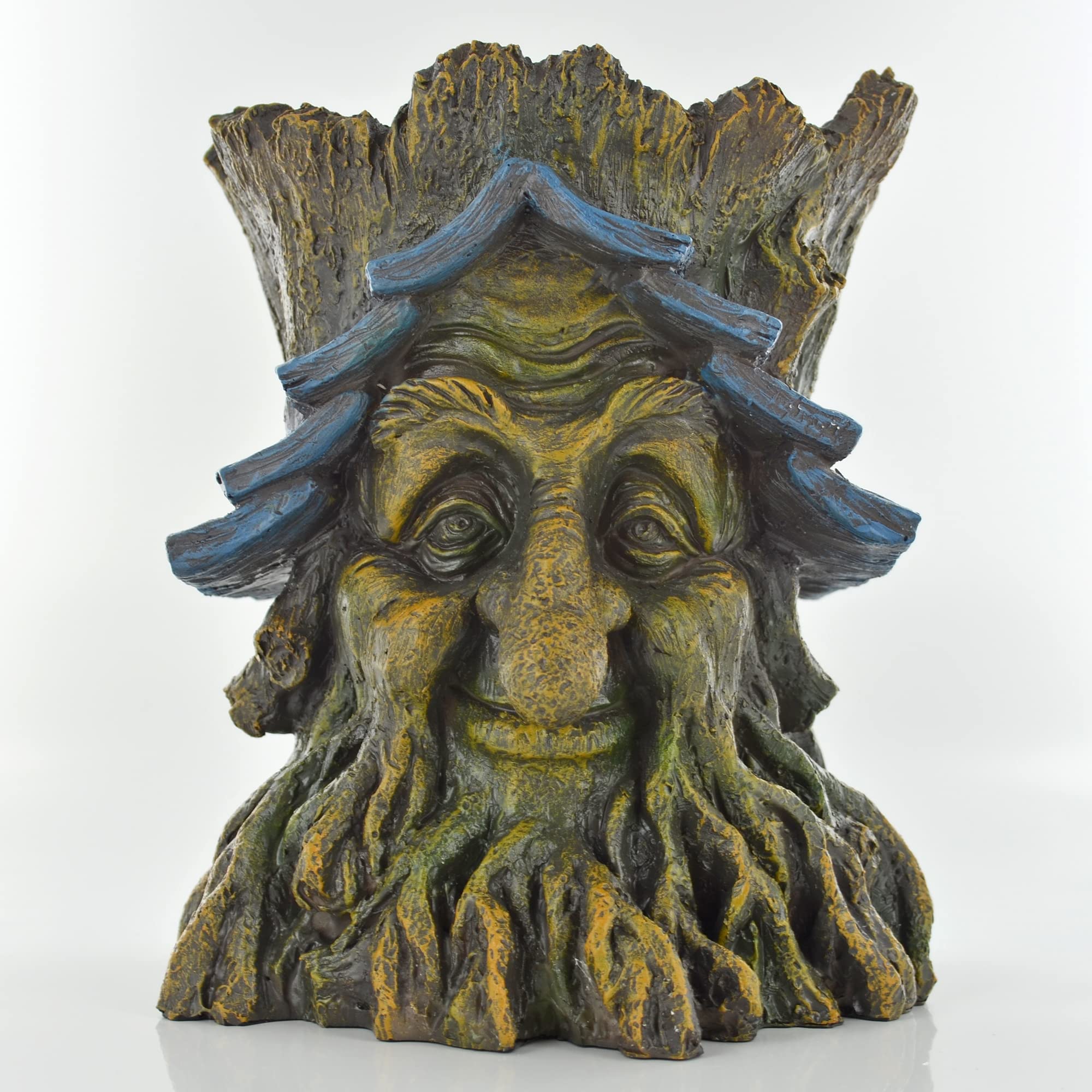 Fiesta Studios Tree Ent Face Plant Pot Holder Greenman Crab-apple Decorative Garden Myth Sculpture Planter H18cm