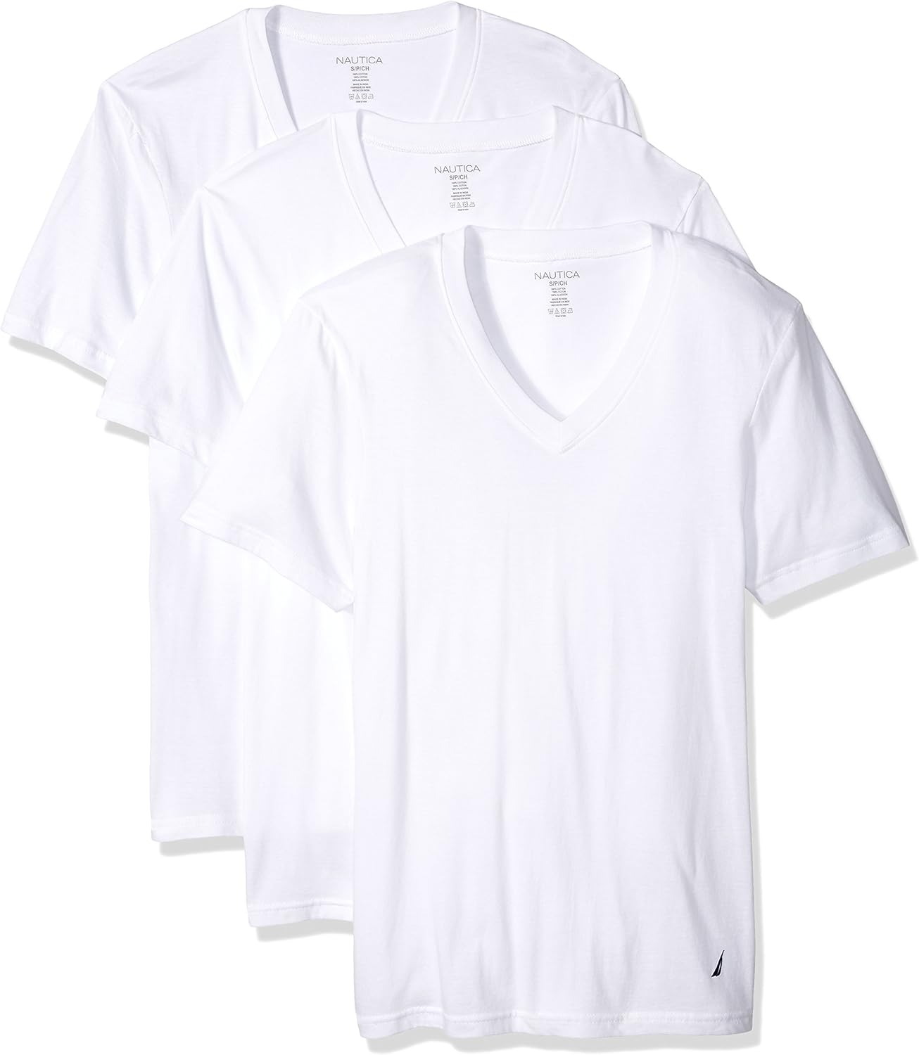 Nautica Men's Cotton V-Neck T-Shirt-Multi Packs at  Men’s Clothing store