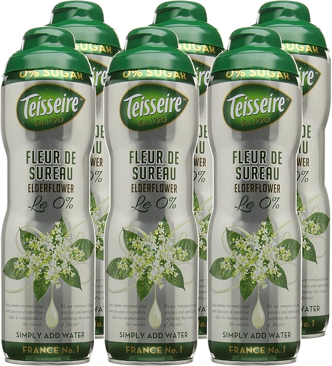 Teisseire 0 Sugar Elderflower Syrup 600 Ml Pack Of 6