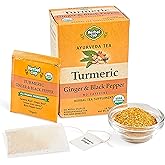Herbal Cup Ayurveda Turmeric Tea, Organic Ginger & Black Pepper, No Caffeine Herbal Supplement (16 Count, Pack of 6)