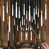 GenSwin 22pcs Flameless Floating Candle with Magic Wand Remote Timer, Battery Operated Hanging Window Candles Flickering, 6.1" LED Electric Candles for Christmas Halloween Decorations(White)