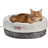 K&amp;H Heated Cat Bed, Thermo-Snuggle Cup Bomber Indoor, Safety Listed, 18x14 | removable Waterproof Cat Heating Pad, Soft Pet Bed for Large Indoor Cats and Small Dogs, Machine Washable, 4 W, Gray