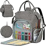Coopay Huge Crochet Bag Backpack, Travel Knitting Bag Huge Yarn Storage Organizer Bags for Unfinished Project, Crochet Hooks,
