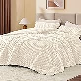 BEDELITE Fluffy King Size Comforter Set - Beige Fleece Soft Comforter for King Size Bed, Luxury Warm Bedding Set for Winter, Fuzzy Bed Set 3 Pieces (1 Comforter, 2 Pillowcases)