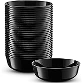 BloominGoods Disposable Plastic Dessert Bowls, 50-Pack 6 Oz. Small Heavyweight Black Bowls For Party, Wedding Or Event