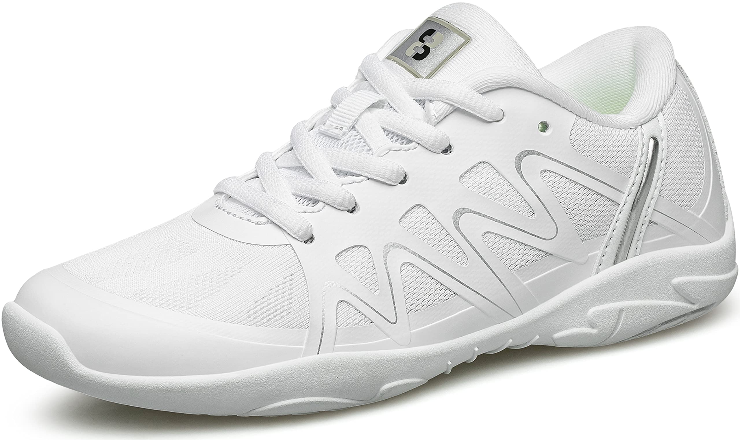 Photo 1 of BAXINIER Girls White Cheerleading Dance Shoes Lightweight Youth Competition Cheer Sneakers Kids Training Tennis Shoes - White 3 Big Kid