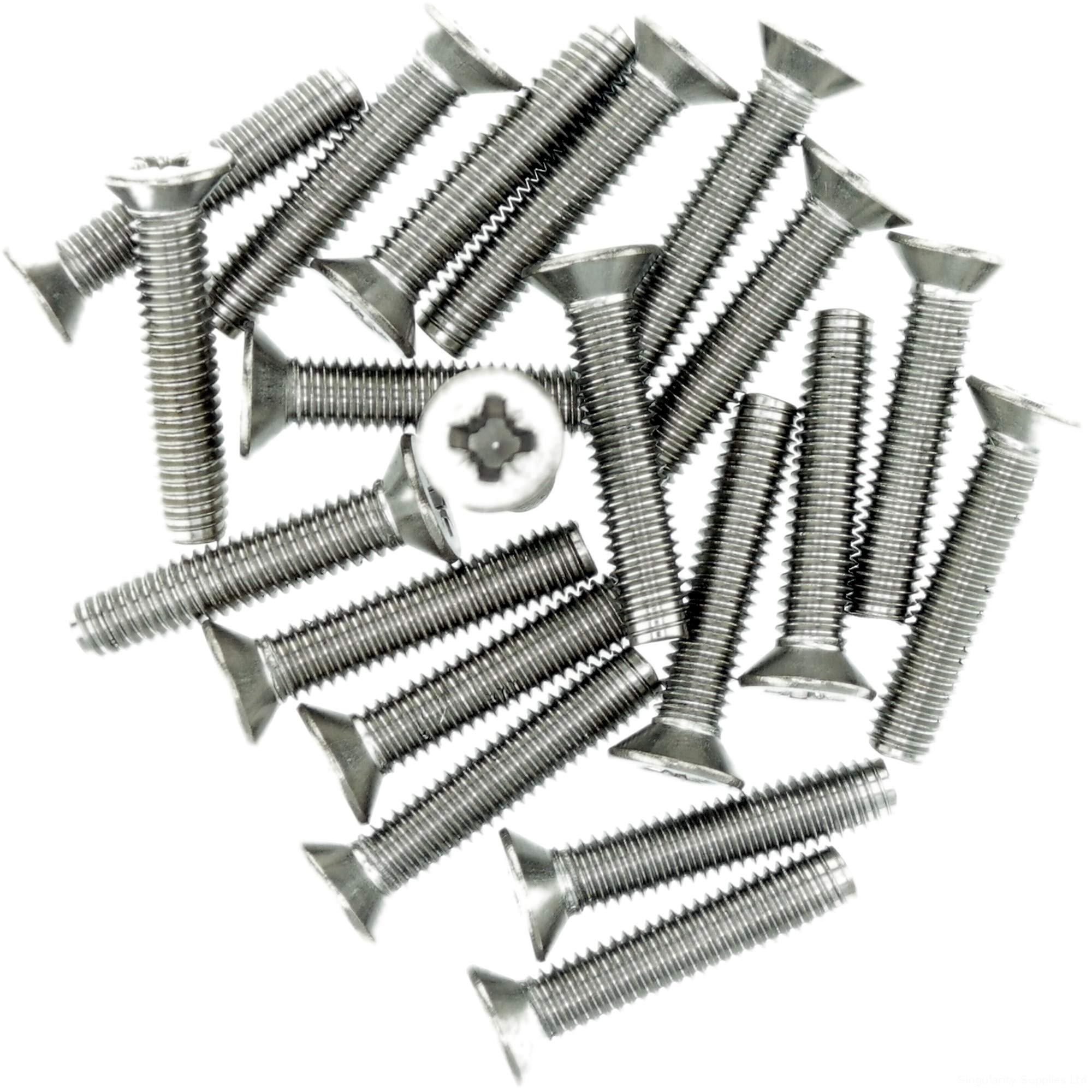 M6 (6mm x 30mm) Pozi Countersunk Thread Rolling Screw - Stainless Steel (A2) (Pack of 20)