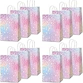 12Pcs Iridescent Diamond Birthday Gift Bags Glitter Diamond Goodie Bag Happy Birthday Treat Bag Colorful Glitter Candy Bags Supply Wedding Bridal Baby Shower Party Favors Decorations 4.7*3.15*8inch
