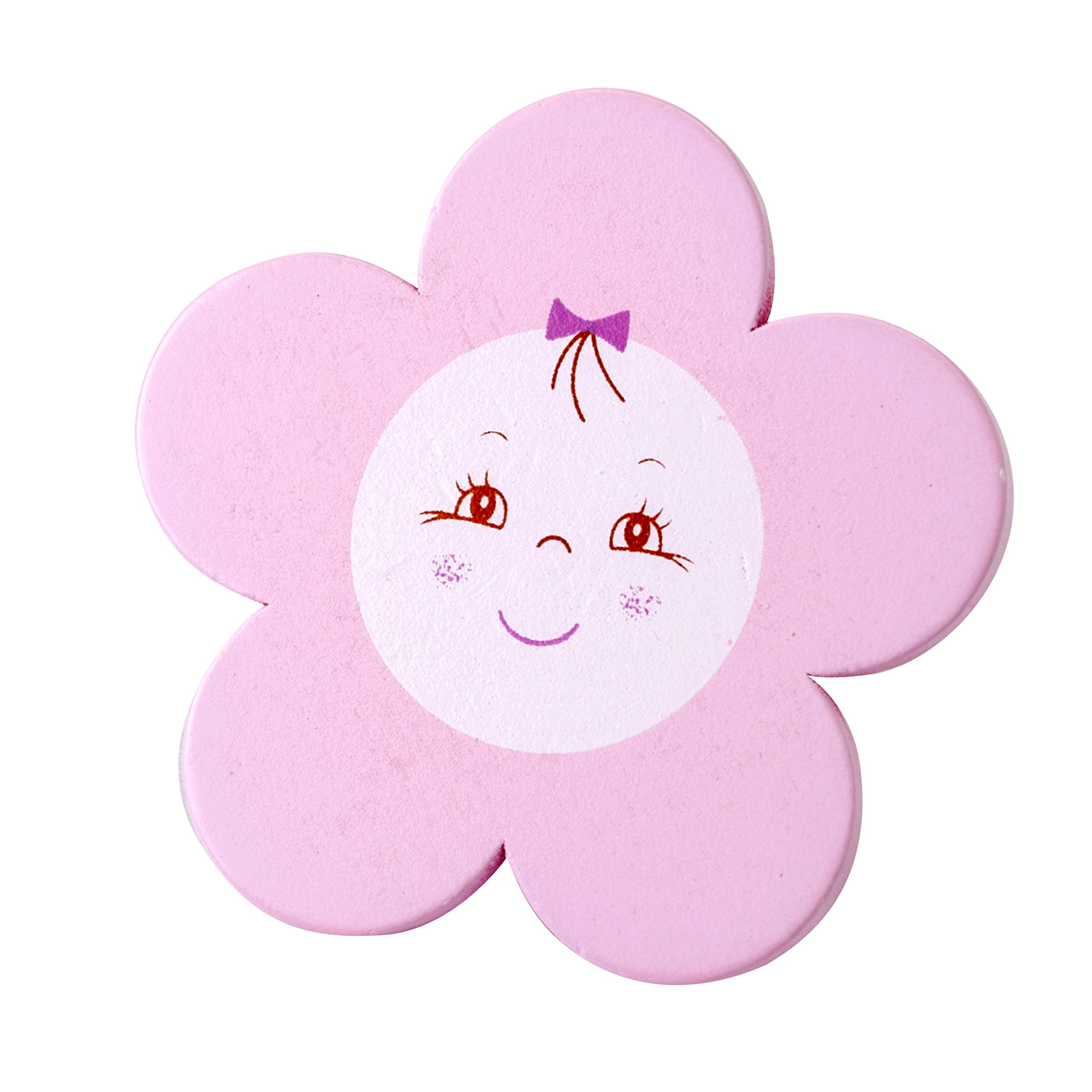 Mopec Magnet with Flower Design, Wood, Pink, 0.5 x 7.7 x 7.7 cm, Set of 3