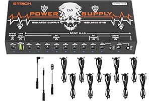 STRICH SPS-60 Guitar Pedal Power Supply, 10 Totally Independent DC Outputs Pedal Board Power Supply for 9V/12V/18V (300mA/500