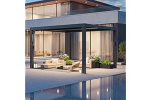 MODERN SHADE OUTDOOR LIVING SPACES Modern Shade Aurora Louvered Pergola 10'x12' with USB Charging Port Deck, Outdoor Pergola with Adjustable Waterproof Roof & Integrated Drainage, Reinforced Frame for Patio Deck, Easy Assembly, Black