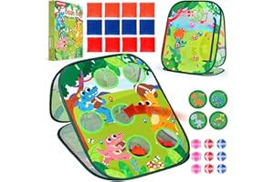 Finditop Outdoor Toys, Original DINO Bean Bag Toss Game Outdoor Games, Lightweight Kids Cornhole Game Set Toddler Sports Toys Dinosaur Birthday Party Games for Kids Ages 1 2 3 4 5 6 7 8