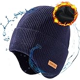 TOP-EX DryKnit™ Waterproof Fleece Lined XL XXL Ear Flap 50% Merino Wool Cold Weather Ski Running Beanies