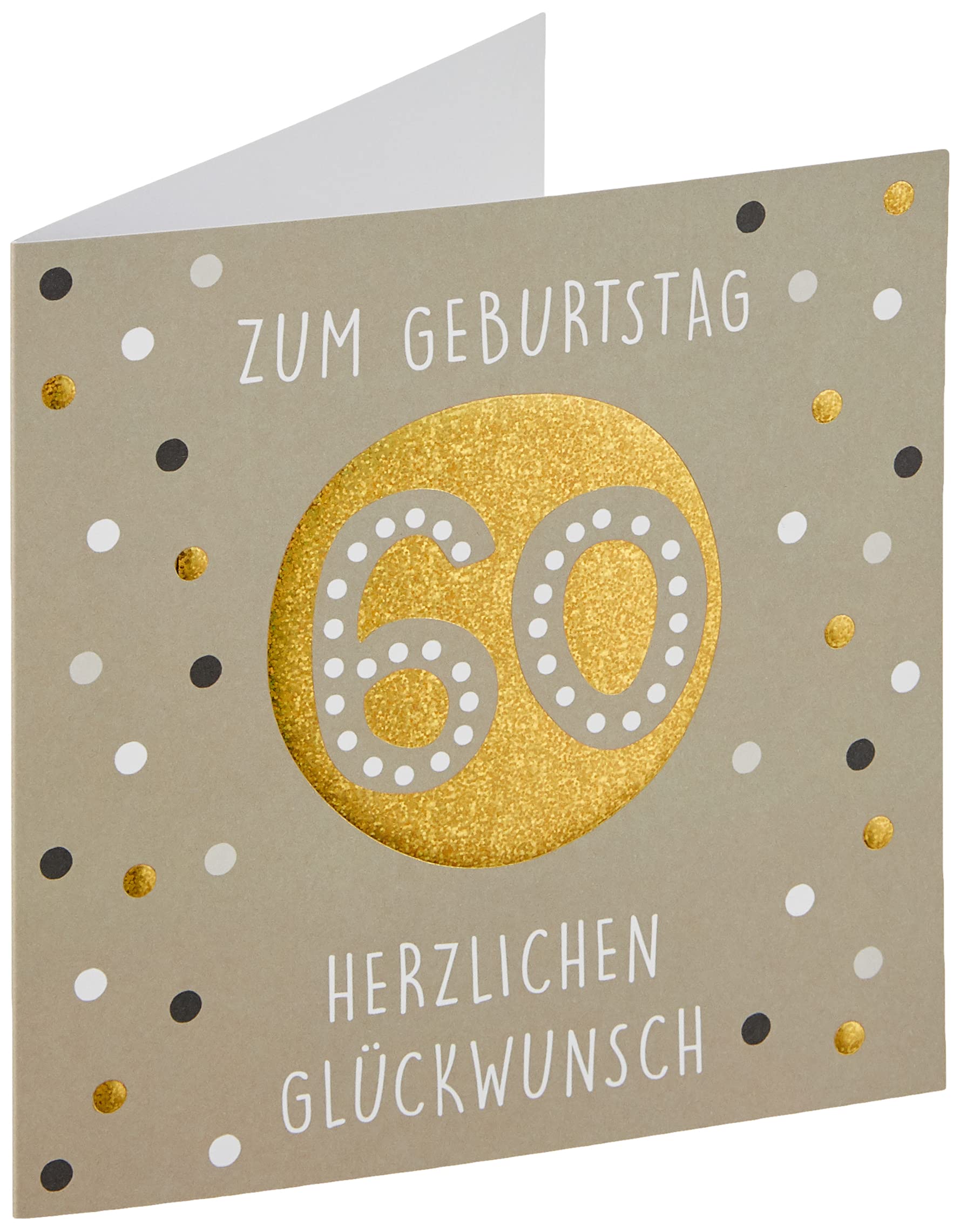 Perleberg High-Quality Birthday Card with 60 and Gold Details – Elegant 60th Birthday Card with Envelope – Beautiful Birthday Cards 15 x 15 cm for a Successful Surprise