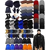 Suhine 72 Pcs Homeless Care Package Bulk Unisex Winter Gloves Beanie Hats Scarves Socks Coral Fleece Blankets Drawstring Bags