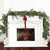 JoyHome Pine Christmas Garland, 6FT Christmas Greenery Garland, Realistic Cedar Leaves Cypress Garland for Holiday Mantel Fireplace Table Centerpiece Decoration