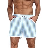 COOFANDY Men's Swim Trunks Quick Dry Swimsuit Color Block Board Short Bathing Suit Swimwear with Mesh Liner