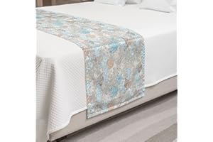 Ambesonne Nautical Bed Runner, Pastel Toned Sea Shell Starfish Mollusk Seahorse Coral Reef Motif Design, Decorative Accent Bedding Scarf for Hotels Homes and Guestrooms, Tan Turquoise White