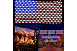 DDMY American Flag Lights with 420 Super Bright LEDs, 6.6*3.3FT Waterproof Led Flag Net Light of The United States for Memorial Day, 4th of July Independence Day Decorations, Labour Day, Yard, Garden Decor