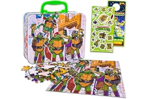 Teenage Mutant Ninja Turtles Tin Lunch Box Puzzle Bundle - TMNT Lunchbox Puzzle 48 Piece For Kids Plus Stickers, More | TMNT School Supplies